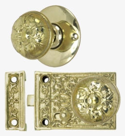 Antique Door Set Interior Rim Lock Lockset " 				 Height="147 - Ornate Rim Locks, HD Png Download, Free Download