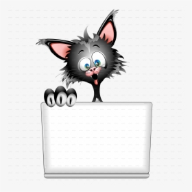 A Cat Cartoon With Computer Png - Cat Head Funny Cartoon, Transparent Png, Free Download