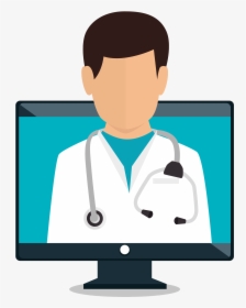 Doctor On Computer Screen - Dentist Vector Png, Transparent Png, Free Download