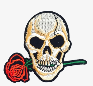 Rose On Skull Png , Png Download - Skull And Roses Embroidery Designs, Transparent Png, Free Download