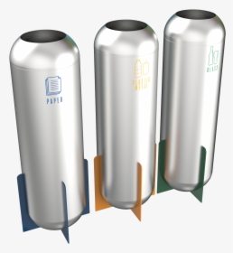 Futuristic Stainless Steel Recycle Bins - Water Bottle, HD Png Download, Free Download