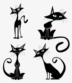 Black Cat Clip Art - Black Cat Funny Drawing, HD Png Download, Free Download