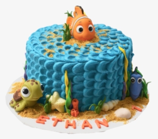 Finding Nemo Chocolate Cake With Blue Icing, Orange - Finding Nemo Cake, HD Png Download, Free Download