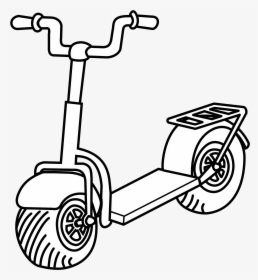 Kick Scooter Clip Arts - Scooter Black And White, HD Png Download, Free Download