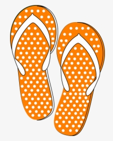 Thongs, Flip Flops, Orange, White, Spotted, Footwear - Flip Flops Clip Art, HD Png Download, Free Download