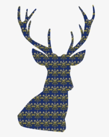 Deer, Antlers, Damask, Pattern, Vintage, Texture - Deer Head Silhouette Transparent, HD Png Download, Free Download