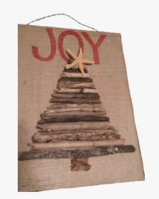 Driftwood Christmas Tree On Burlap With A Wood Backing - Christmas Ornament, HD Png Download, Free Download