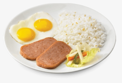 Rice,fried A La Cubana,steamed Sausage,jasmine Rice - Breakfast Meal On Plate, HD Png Download, Free Download