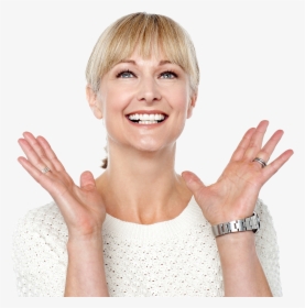 Women Pointing Both Sides - Mujer Contenta Y Feliz, HD Png Download, Free Download