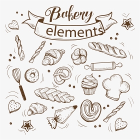 Baker Drawing Baking Supply - Bakery Elements Vector Png, Transparent Png, Free Download
