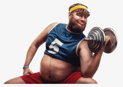 Fat Man Png -fat Man Do Hard Exercises With A Dumbbell - Fat Man Exercises, Transparent Png, Free Download