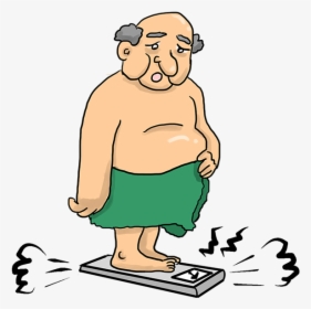 Vector Of Fat Man Unhappy On A Scale - Cartoon Obese People, HD Png Download, Free Download