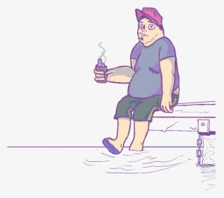 A Fat Man I Saw At The Dock - Cartoon, HD Png Download, Free Download