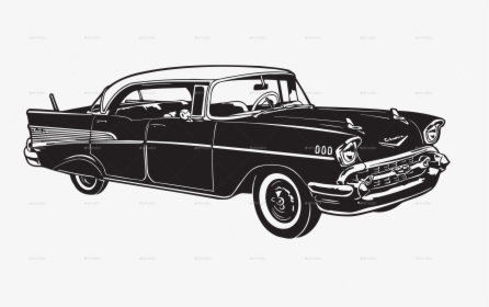 Classic Vector Illustrator - 50s Car Silhouette, HD Png Download, Free Download