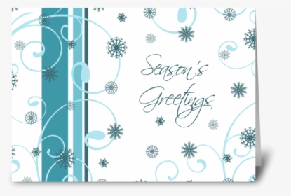 Season"s Greetings Teal White Snowflakes Greeting Card - Motif, HD Png Download, Free Download