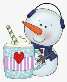 Transparent Cute Snowman Png - Snowman With Hot Chocolate, Png Download, Free Download