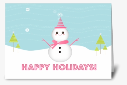 Cute Snowman Greeting Card - Cartoon, HD Png Download, Free Download