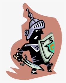 Vector Illustration Of Medieval Knight In Battle With - Illustration, HD Png Download, Free Download
