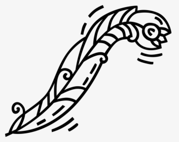 Vector Illustration Of Feather Quill Pen Writing Instrument - Line Art, HD Png Download, Free Download