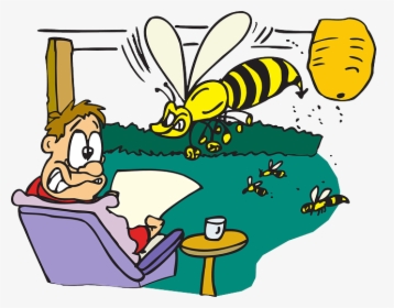 Man, Scared, Bees, Flying, Garden, Human, Person, Adult - Man Scared Of Bee, HD Png Download, Free Download