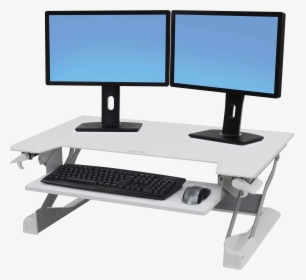 Computer Keyboard Laptop Sit-stand Desk Workstation - Workstation Dual Monitor, HD Png Download, Free Download