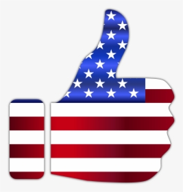 Thumbs Up American Flag Enhanced With Drop Shadow Clip - American Flag Thumbs Up, HD Png Download, Free Download