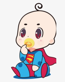 Transparent Baby Superman Clipart - Cute Baby Superman Cartoon, HD Png Download, Free Download