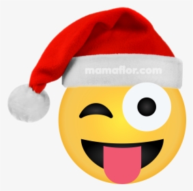 Emoji Eye Wink Sticker Tongue - Emoticones Navideños Para Imprimir, HD Png Download, Free Download