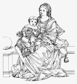 Virgin Mary Baby Jesus Catholic Free Photo - Blackand White Cross Stitch Pattern Of Mother Mary, HD Png Download, Free Download