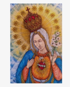 Immaculate Heart Of Virgin Mary Drawing Poster 22"x34" - Immaculate Drawing, HD Png Download, Free Download
