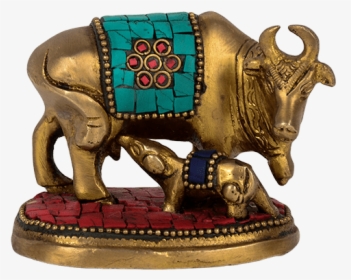 Cow And Calf Showpiece In Brass - Indian Elephant, HD Png Download, Free Download