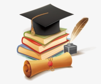 Graduation Cap And Books Clipart, HD Png Download - kindpng