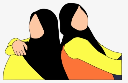 Friends, Back To Back, Hijab, Muslima, People, Together - Siyah Beyaz Bff Vektör, HD Png Download, Free Download