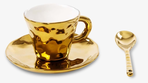 Coffee Cup With Saucer And Teaspoon - Seletti Fingers Porcelain Gold, HD Png Download, Free Download