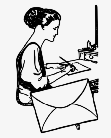 Writing Woman Clip Art - Girl Writing A Letter Drawing, HD Png Download, Free Download