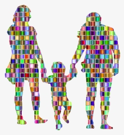 Mosaic Family Silhouette Child - Mosaic Child, HD Png Download, Free Download
