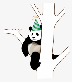Party Panda Clip Art At Clker - Panda On A Tree Drawing, HD Png Download, Free Download