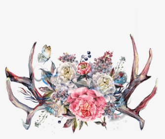 Transparent Antlers Png - Antlers With Flowers Boho, Png Download, Free Download