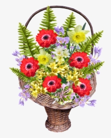 Spring, Flower, Basket - Bouquet, HD Png Download, Free Download