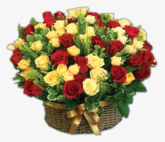 Yellow Red Rose Basket - Garden Roses, HD Png Download, Free Download