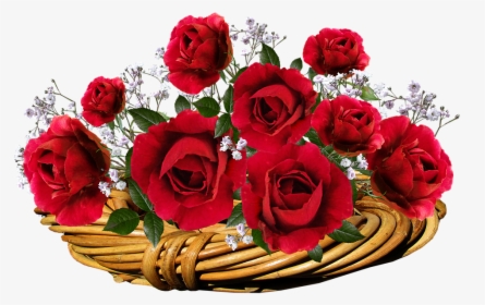 Roses, Red, Flowers, Romantic, Valentine, Basket - Красивые Открытки С Днём Рождения, HD Png Download, Free Download