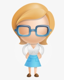 Simple Business Woman Vector 3d Cartoon Character Aka - Simple Girls With Glasses Cartoon, HD Png Download, Free Download
