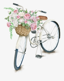 On Bicycle Light Napkin Daily Pillow T-shirt - Bike With Flower Basket Png, Transparent Png, Free Download
