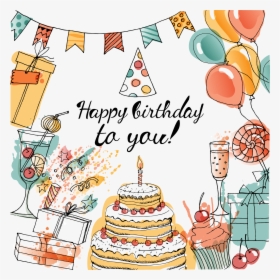 Birthday Cake Greeting Card Taobao - Happy Birthday Cake Water Color, HD Png Download, Free Download