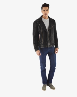 Leather Winter Coat Transparent Background Png - Man In Leather Jacket Png, Png Download, Free Download