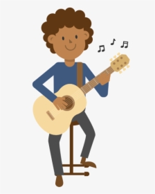 Cartoon Man Sitting Playing Guitar , Png Download - Person Playing Guitar Cartoon, Transparent Png, Free Download