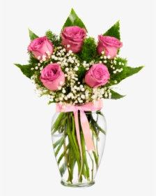 Pink Roses With Gypsophile - Flowers Roses Pink, HD Png Download, Free Download