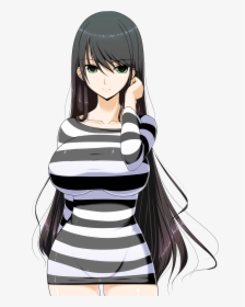 Busty Anime Girl With Black Hair, HD Png Download, Free Download