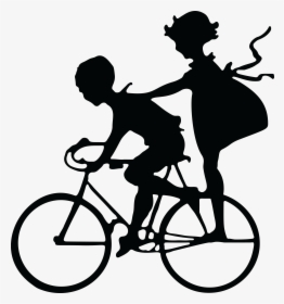 Bicycle Rider Clipart - Silhouette Brother And Sister Clipart, HD Png Download, Free Download