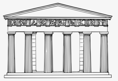 Building,line Art,ancient Roman Architecture - Ancient Greek Temple Drawings, HD Png Download, Free Download